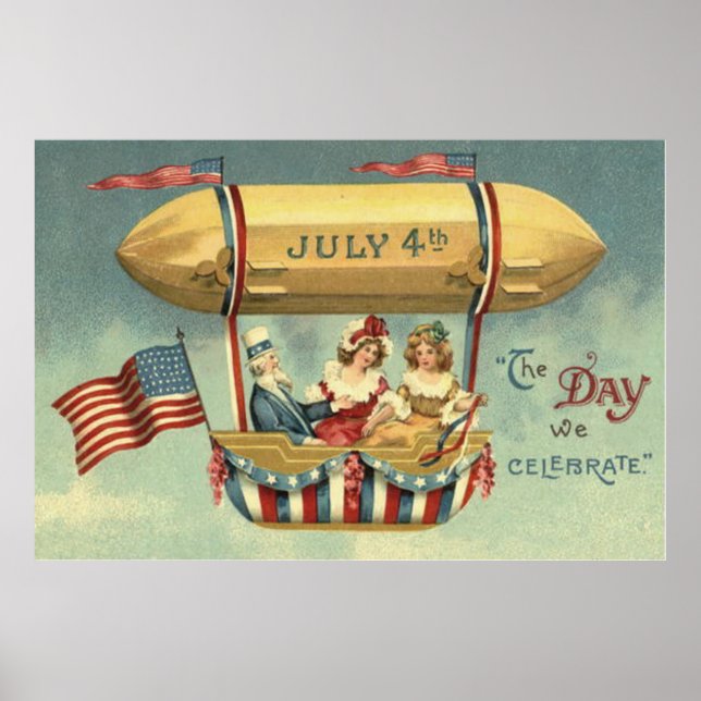 Uncle Sam US Flag Zeppelin Air Balloon Poster (Vorne)