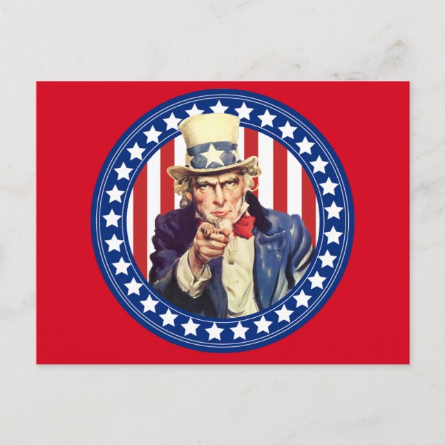 Uncle Sam US Flagge Postkarte (Vorderseite)