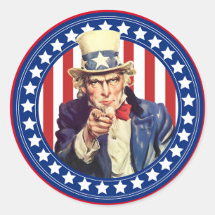 Uncle Sam US Flagge Runder Aufkleber