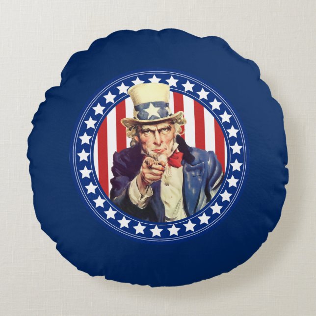 Uncle Sam US Flagge Rundes Kissen (Vorderseite)