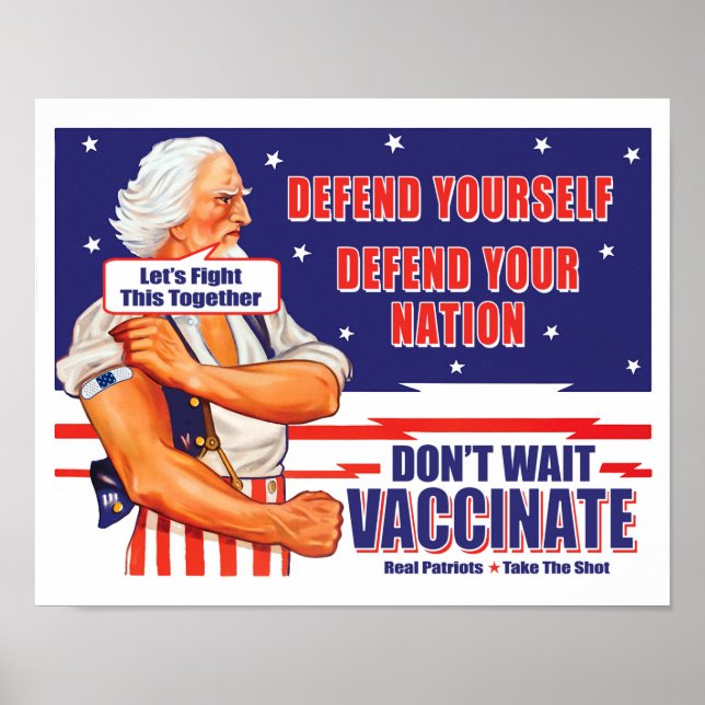 Uncle Sam Vaccinate Let's fight this Together Post Poster (Vorne)