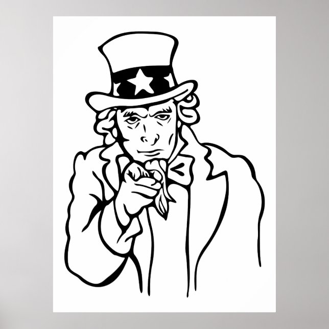 Uncle Sam We Woll You Line Zeichnend Poster (Vorne)
