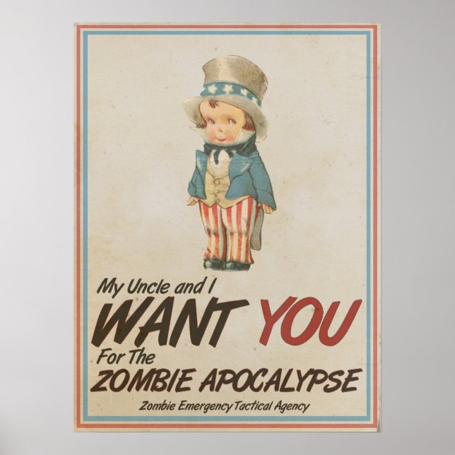 Uncle Sam We Woll You Zombie Apokalypse Poster (Vorne)