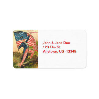 Uncle Sam with Flag Vintag Address Labels Adressaufkleber
