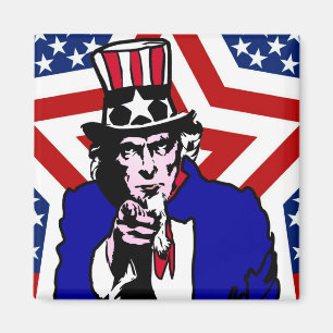 Uncle Sam with Stars & Stripes Hintergrund Magnet