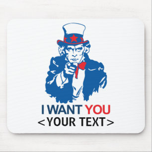 UNCLE SAM WOLLTE SIE,<YOUR TEXT> MOUSEPAD