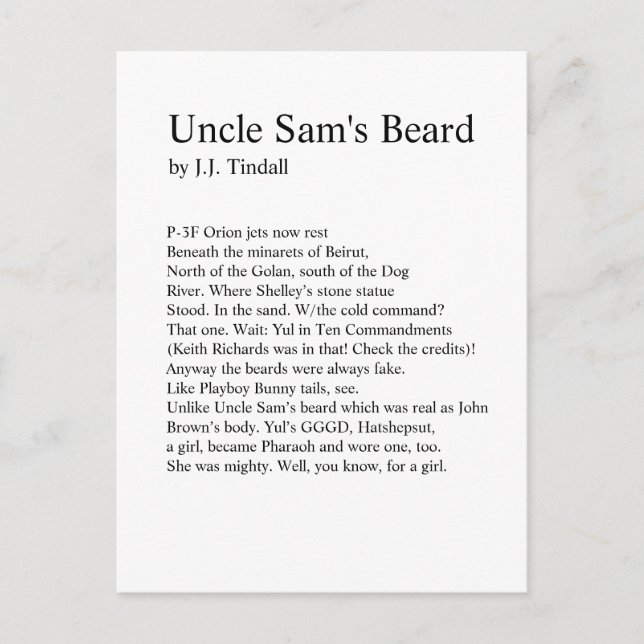 Uncle Sams Bart Postcard Postkarte (Vorderseite)