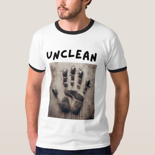"Unclean" Schmutziger Handprint Ringer T - Shirt! T-Shirt (Vorderseite)