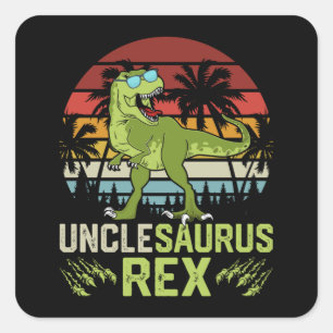 Unclesarurus Rex   Cool Retro Dinosaurier Design Quadratischer Aufkleber
