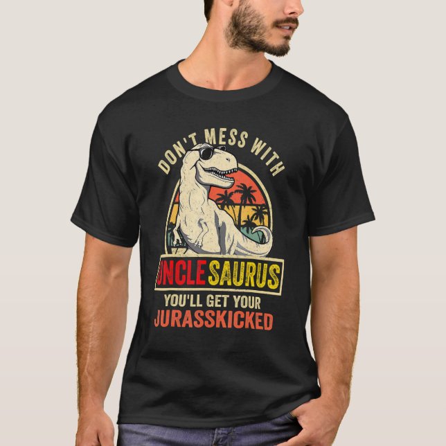 Unclesaurus Rex Dinosaur Onkel Saurus Familienmatt T-Shirt (Vorderseite)
