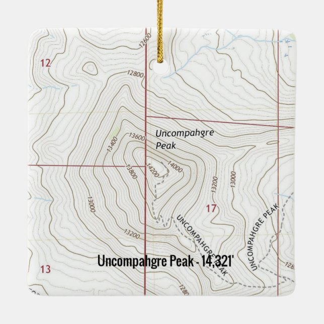 Uncompahgre Peak Colorado Fourteener Keramikornament (Rückseite)