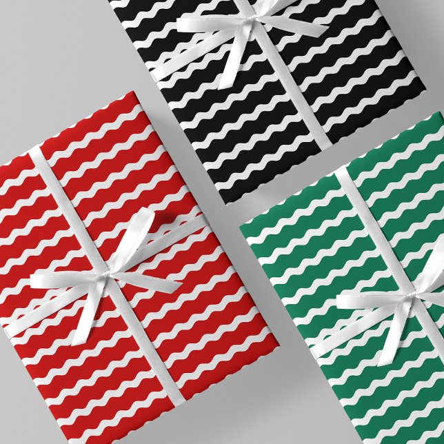 Unconventional Chic Black, Red & Green Christmas Geschenkpapier Set (Unconventional Chic Black, Red & Green Christmas Wrapping Paper Sheets)