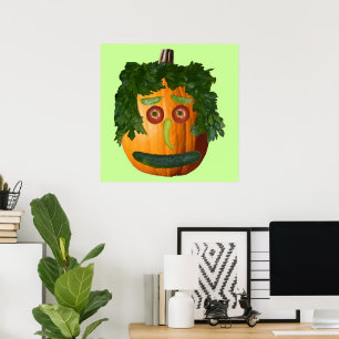 Uncut Pumpkin Face Poster