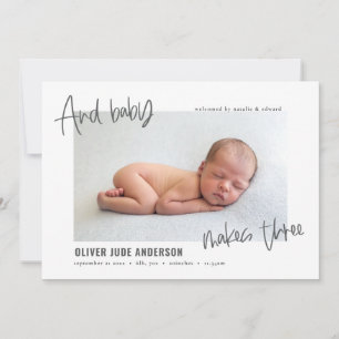 Und Baby macht Foto drei moderne Geburt Ankündigung