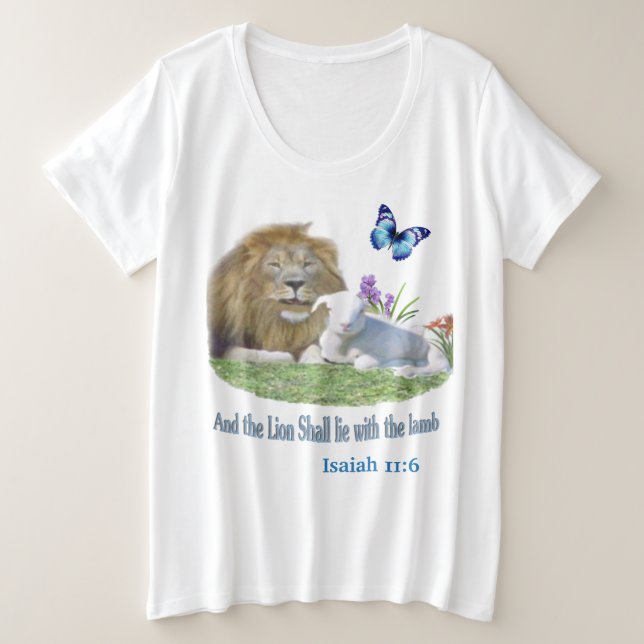 Und der Löwe wird beim Lamm liegen Große Größe T-Shirt (Design vorne)