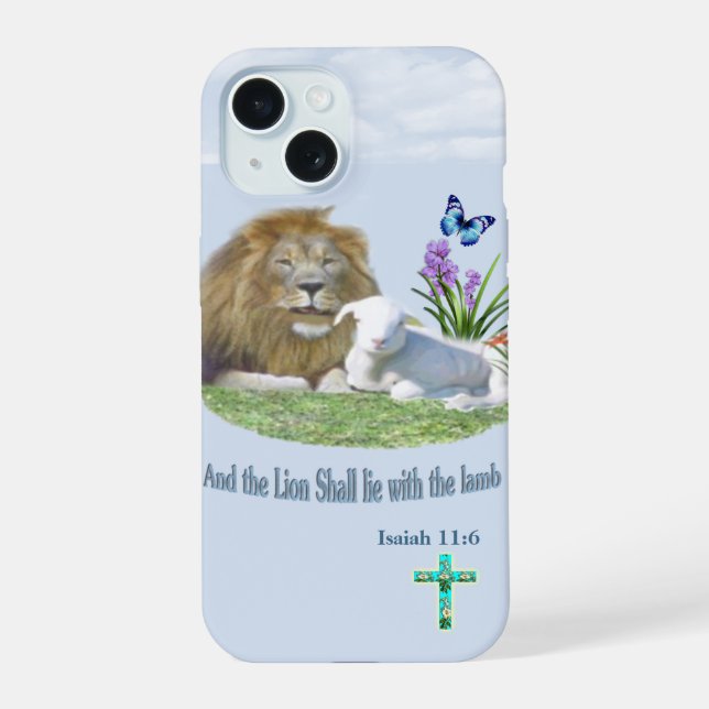 Und der Löwe wird beim Lamm liegen iPhone 15 Hülle (Rückseite)
