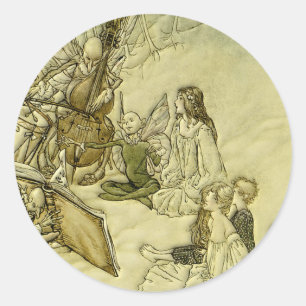 Und ein feenhaftes Lied - Arthur Rackham Runder Aufkleber