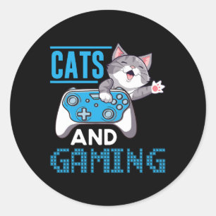 Und Gaming für das Videospiel Cat Lover Gamer Runder Aufkleber