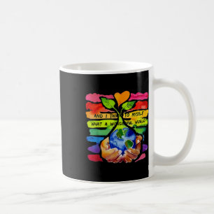 Und ich denke mir, was für eine wunderbare Welt Kaffeetasse