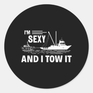Und ich zog es mit dem Tugboat Captain Runder Aufkleber