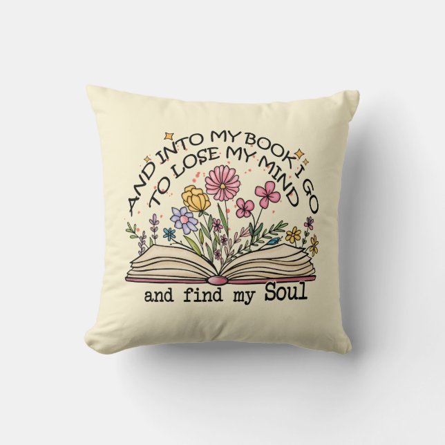 Und in mein Buch I Go - Blumenbuch Lover Kissen (Vorderseite)