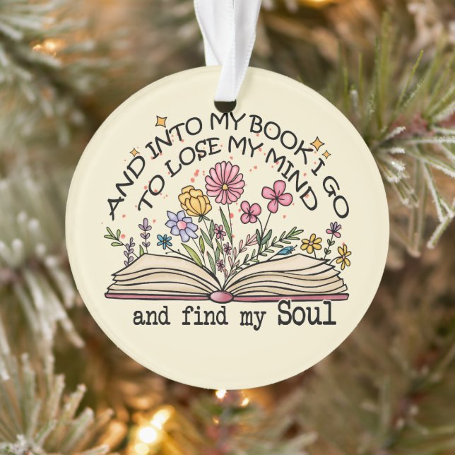 Und in mein Buch I Go - Blumenbuch Lover Ornament (Baum)