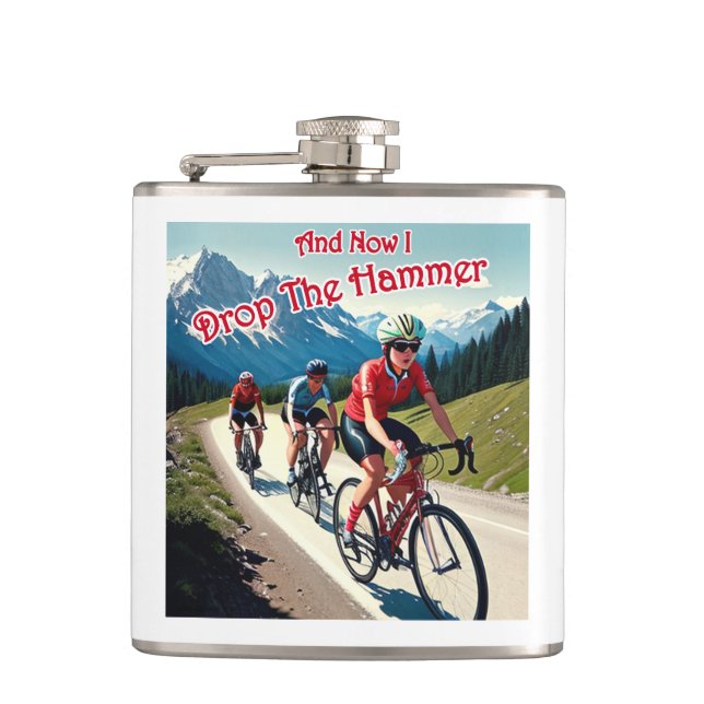 Und jetzt lasse ich die Hammerfrau mit dem Fahrrad Flachmann (Vorderseite)