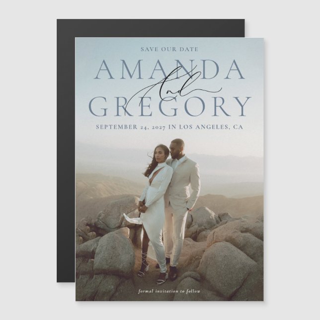 und Skript Vollständiges Foto Elegant speichern Si Magneteinladung (Vorne/Hinten)