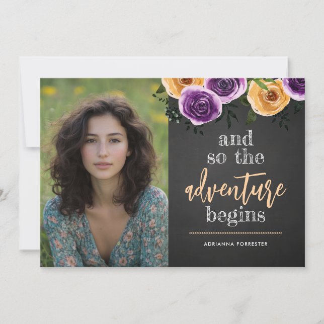 Und so beginnt das Abenteuer mit dem Foto eines Bl Einladung (Vorderseite)