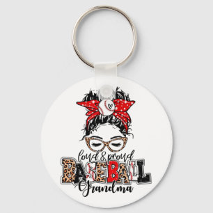 Und stolz Baseball Grandma Messy Bun Leopard Schlüsselanhänger
