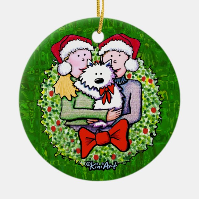 Und Westie macht drei Keramik Ornament (Vorne)