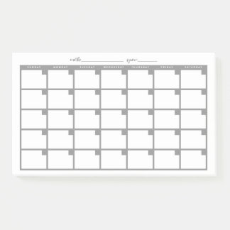 Undated Sticky Note Calendar - Grau Post-it Klebezettel