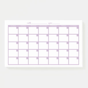 Undated Sticky Note Calendar - Light Lila Post-it Klebezettel