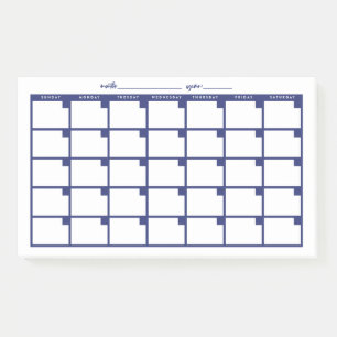 Undated Sticky Note Calendar - Navy Post-it Klebezettel