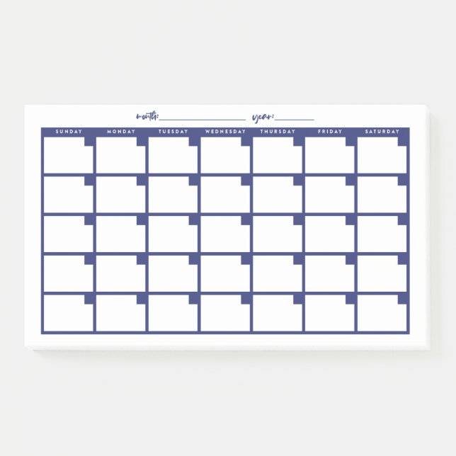 Undated Sticky Note Calendar - Navy Post-it Klebezettel (Vorderseite)