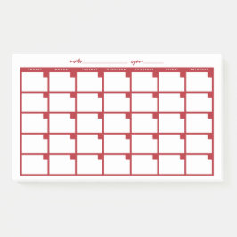 Undated Sticky Note Calendar - Red Post-it Klebezettel