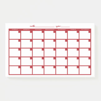Undated Sticky Note Calendar - Red Post-it Klebezettel