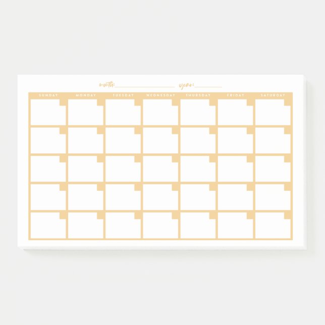 Undated Sticky Note Calendar - Yellow Post-it Klebezettel (Vorderseite)