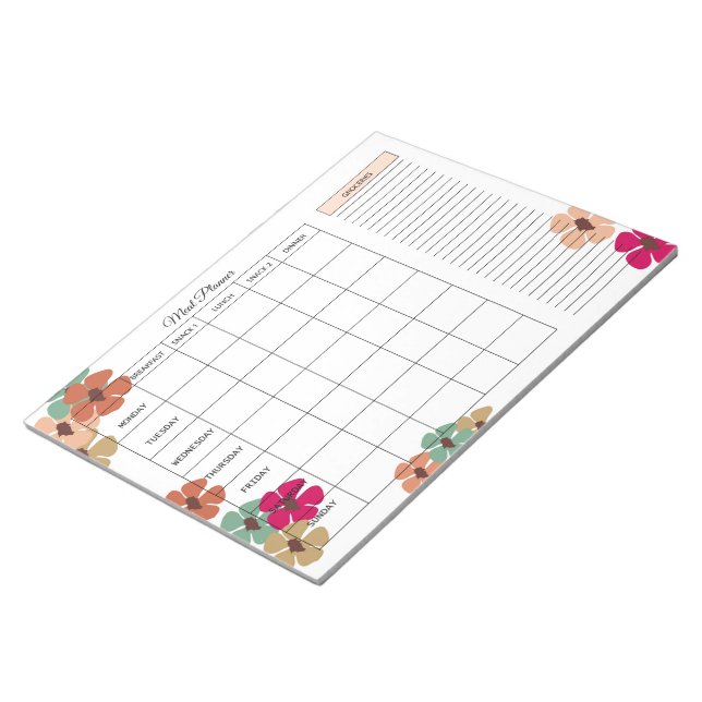 Undated Weekly Meal Planner with Shopping List Notizblock (angewinkelt)