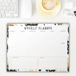 Undated Weekly Planner, Black and Gold Accents  Notizblock
