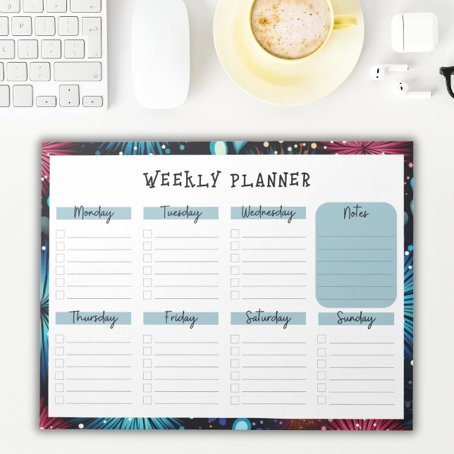 Undated Weekly Planner with Fireworks Border Notizblock (Von Creator hochgeladen)