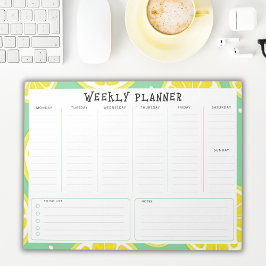 Undated Weekly Planner, Yellow and Green Accents Notizblock
