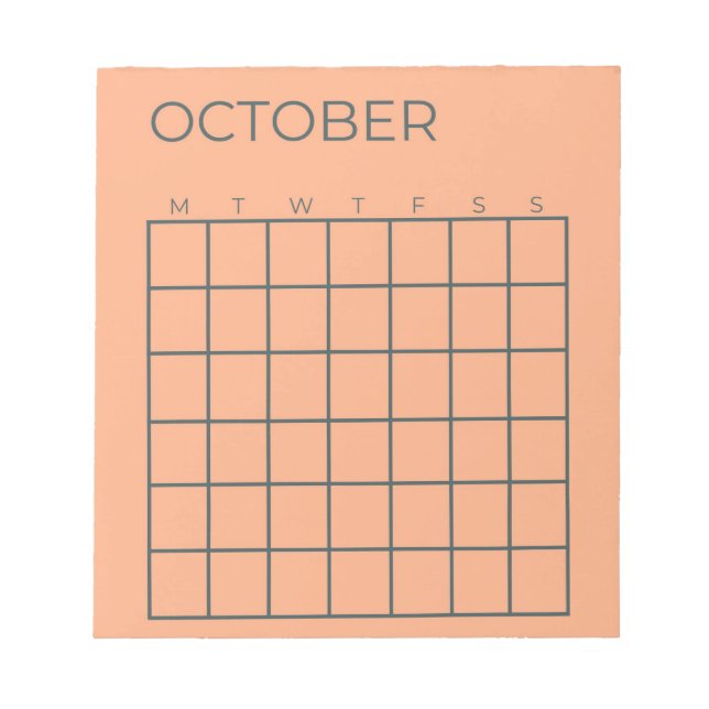 Undatierter Oktober-Kalender für Planer Notizblock (Vorderseite)