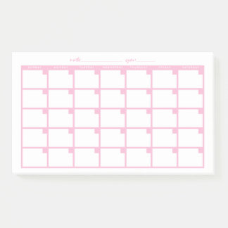 Undatierter Sticky-Notiz-Kalender - Rosa Post-it Klebezettel