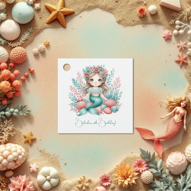 "Under Sea Princess" Mermaid Birthday Party Geschenkanhänger (“Under the Sea Princess” Mermaid Birthday Party Favor Tags)