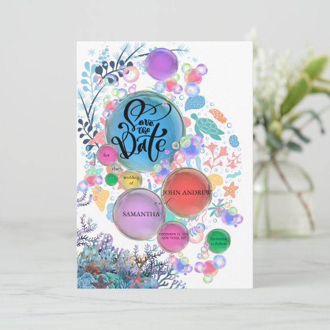 Under Sea Water Save the Date (Stehend Vorderseite)