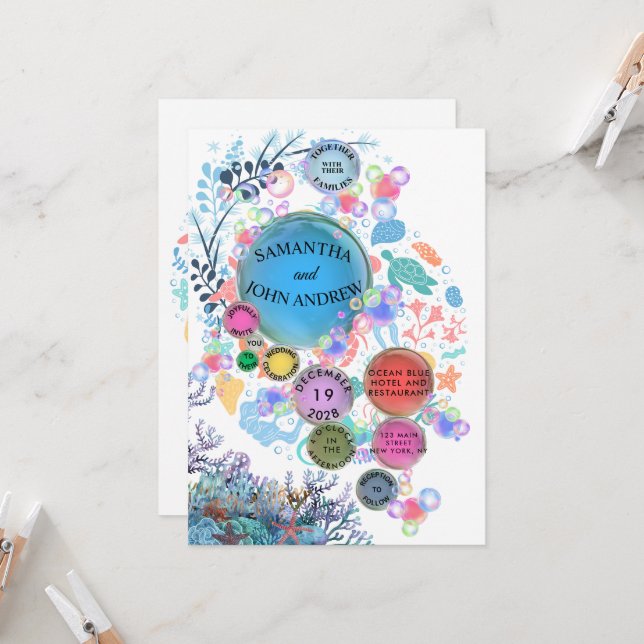 Under Sea Water Wedding Invitation (Vorderseite/Rückseite Beispiel)