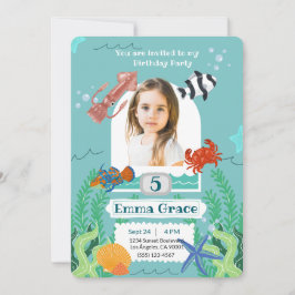 Under the Sea 5th Birthday Invitation with Photo  Einladung