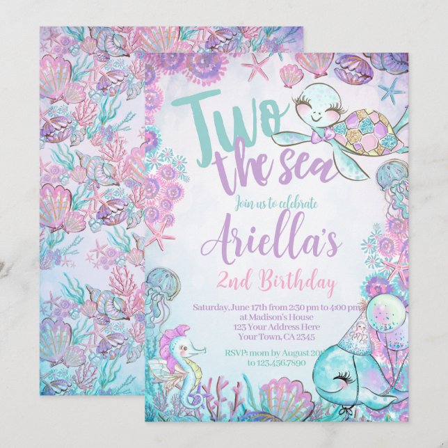 Under the Sea Animals Birthday Invitation Einladung (Vorne/Hinten)