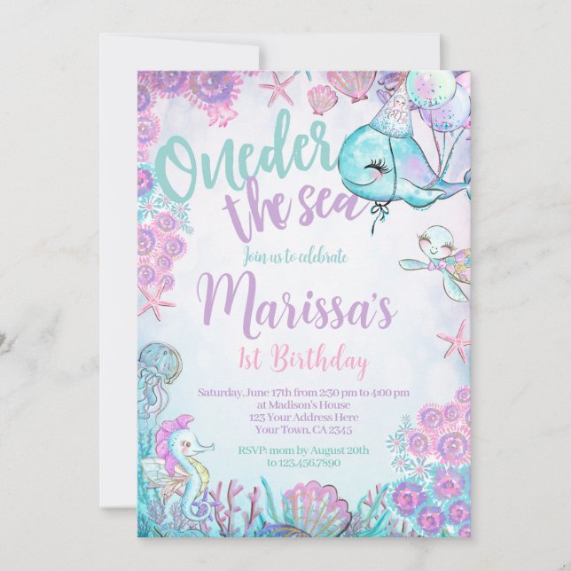 Under the Sea Animals Birthday Invitation Einladung (Vorderseite)